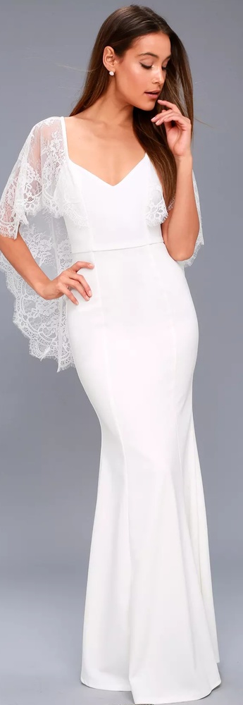 Lulus Amelie White Maxi Lace Dress